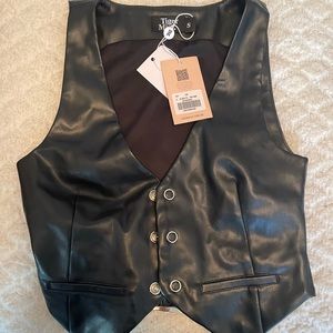 Tiger Mist Black Faux leather shirt vest